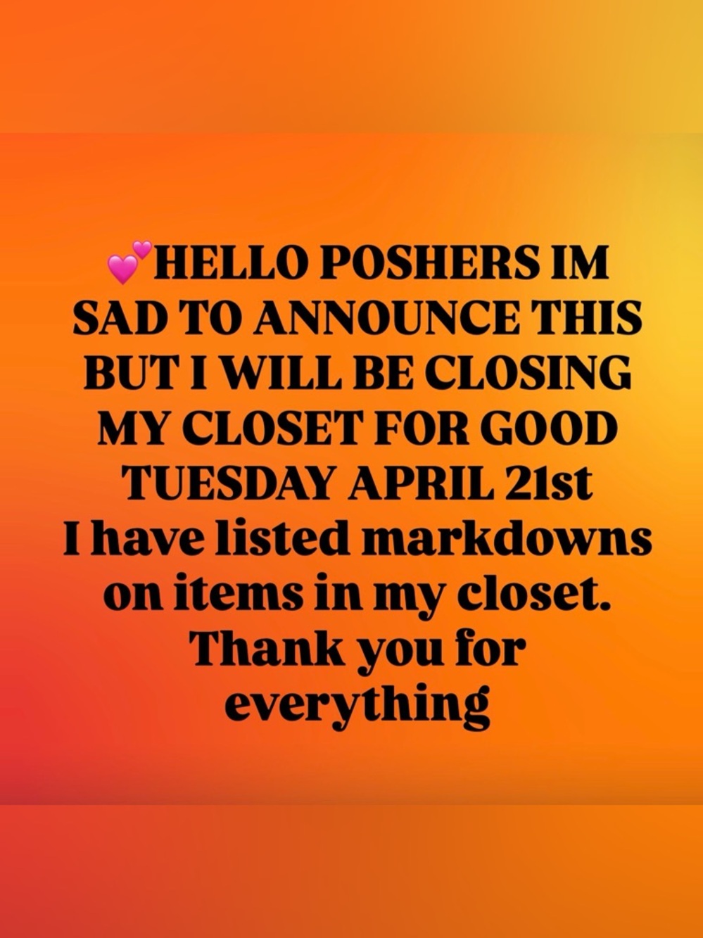 Closet Closing Announcement 📢